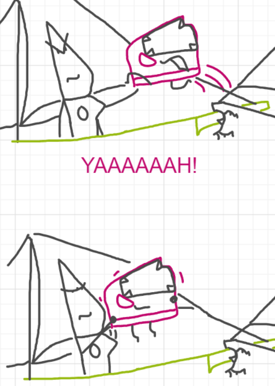 A panel from Ready Oar Knot, episode three of the Board Boards object show by Furretwalk/WalkingFurret.